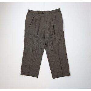 Vintage 90s Streetwear Mens 40x28 Wool Blend Houndstooth Wide Leg Chino Pants